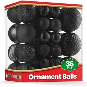 Christmas Ornaments Set of 36 - Beautiful [Black] Christmas Tree Decorations
